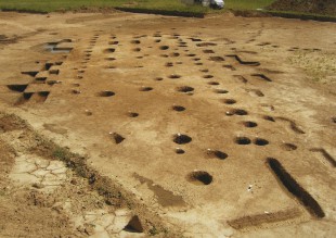 Půdorys dlouhého domu v Křimicích. Foto M. Metlička, zdroj Archeologie pravěkých Čech 3