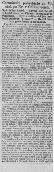 Národní politika - Germánské pohřebiště ze 6.století po Kristu v Čelákovicích