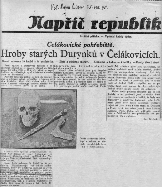 Večerník práva lidu - Hroby starých Durynků v Čelákovicích (1. část)